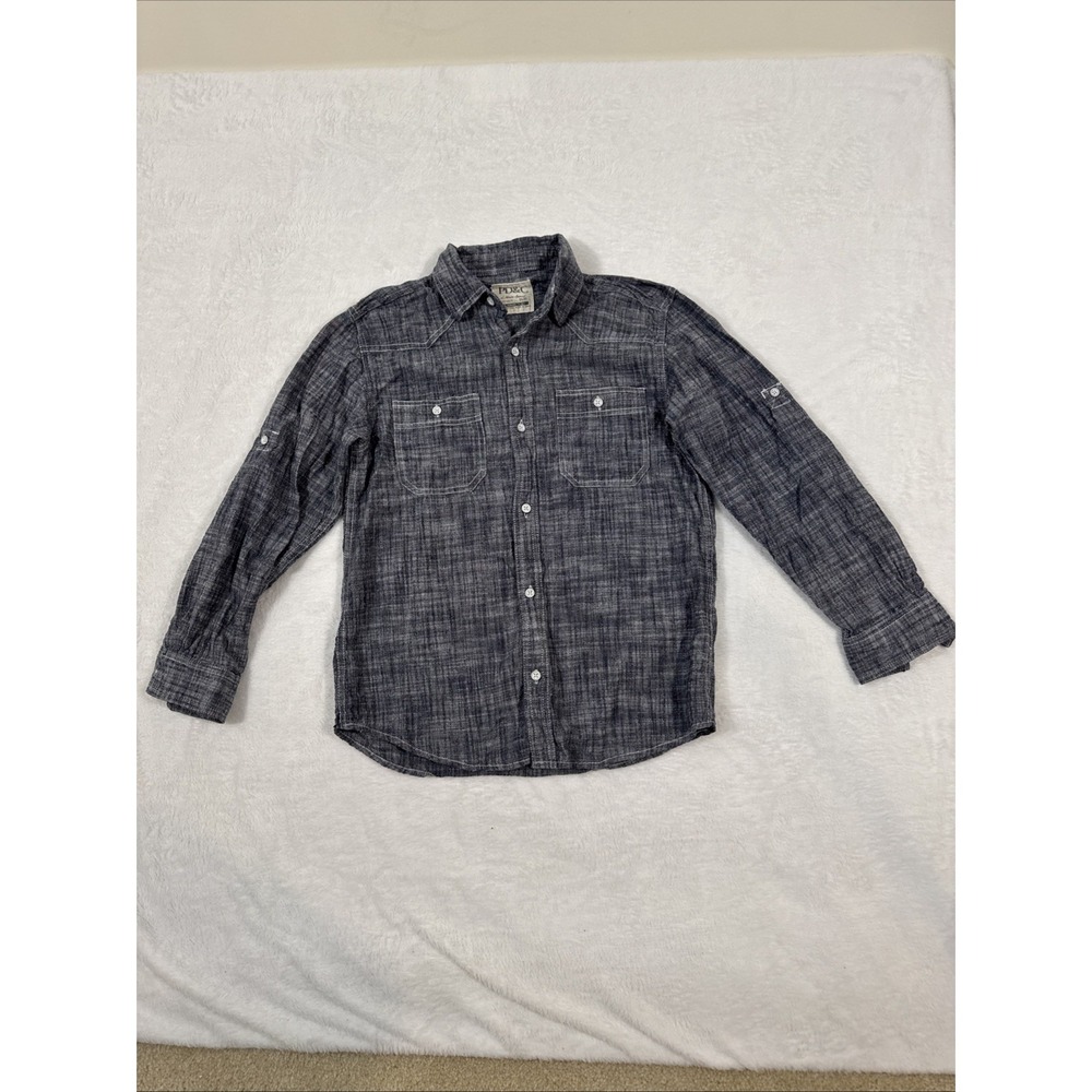PD&C Paper Denim & Cloth‎ Girl's Sz 12 Chambray Button Down Linen Pocket 3/4